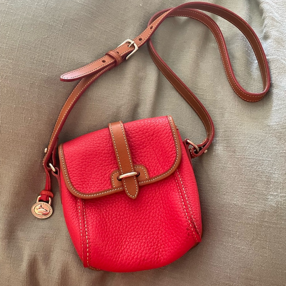 Vintage red leather Dooney & Bourke mini flap handbag
